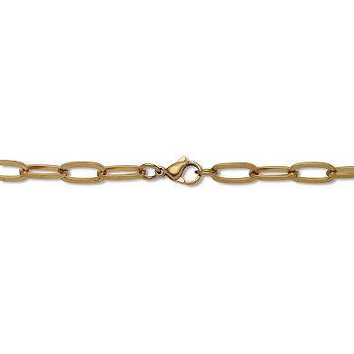 Gold Ion-Plated Stainless Steel Paperclip Necklace 20 Inch