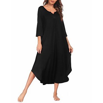 Ekouaer Long Nightgown for Women 3/4 Sleeves Nightshirt Maxi Sleep Dress Loungewear Length Sleepwear