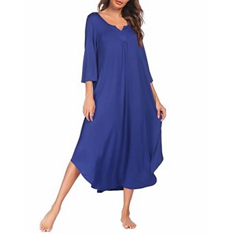 Ekouaer Long Nightgown for Women 3/4 Sleeves Nightshirt Maxi Sleep Dress Loungewear Length Sleepwear