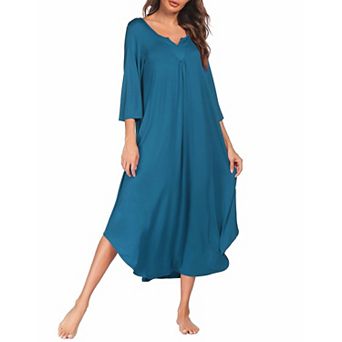 Ekouaer Long Nightgown for Women 3/4 Sleeves Nightshirt Maxi Sleep Dress Loungewear Length Sleepwear