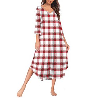 Ekouaer Long Nightgown for Women 3/4 Sleeves Nightshirt Maxi Sleep Dress Loungewear Length Sleepwear