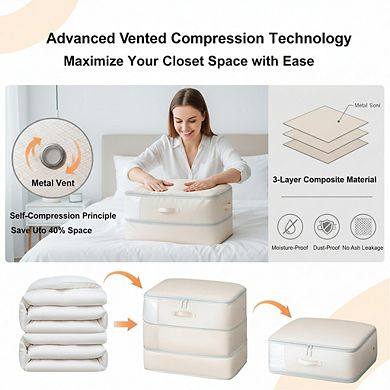 Comforter Storage Bag Self Compression 3 Layer 2 Pack