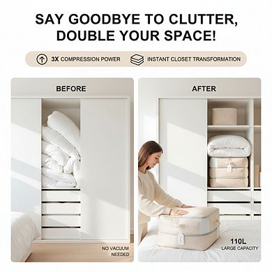 Comforter Storage Bag Self Compression 3 Layer 2 Pack