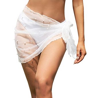 Ekouaer Women's Short Sarongs Chiffon Cover Ups Sheer Bikini Wraps for Swimwear