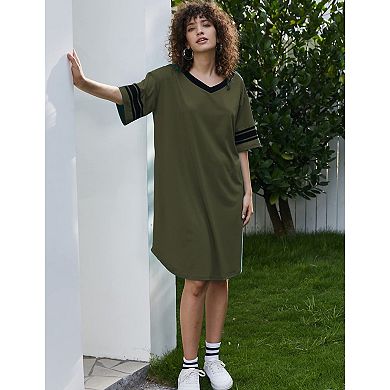 Ekouaer Nightgowns for Women Cotton Night Gown Short Sleeve Sleepwear V Neck Color Block Sleep