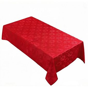 Jacquard Tablecloth Waterproof Elegant Damask Floral Pattern Table Cloth, (Red, 60 x 84 Inch)