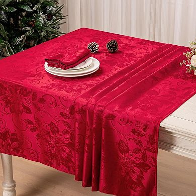Jacquard Tablecloth Waterproof Elegant Damask Floral Pattern Table Cloth, (Red, 60 x 84 Inch)
