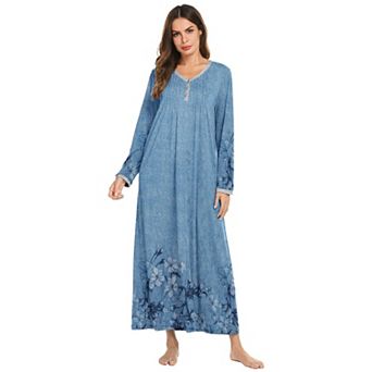 Ekouaer Nightgowns for Womens Full Length Nightgown Nightdress Button Sleep Shirts