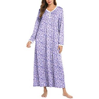 Ekouaer Nightgowns for Womens Full Length Nightgown Nightdress Button Sleep Shirts