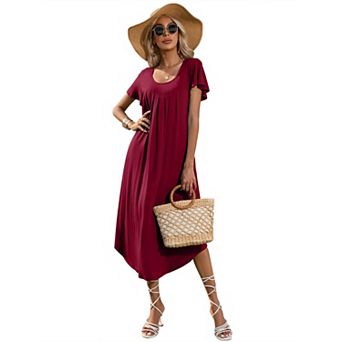 Ekouaer Long Nightgowns for Women with Pockets Short Sleeves Casual House Dresses