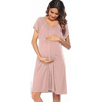 Ekouaer Labor Delivery Hospital Gown Nursing Dress Maternity Nightgown Sleepwear