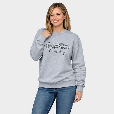 Embroidered Baseball Game Day Icons - Women's Graphic Sweatshirt
