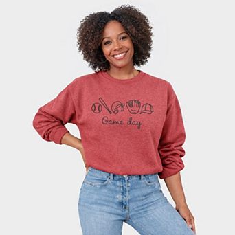 Embroidered Baseball Game Day Icons - Women's Graphic Sweatshirt