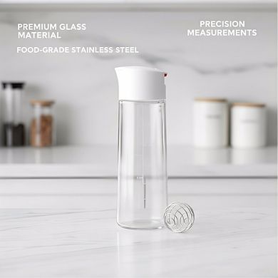 Glass Salad Dressing Shaker with BlenderBall Wire Whisk, Leak-Proof Mixing Bottle for Vinaigrettes