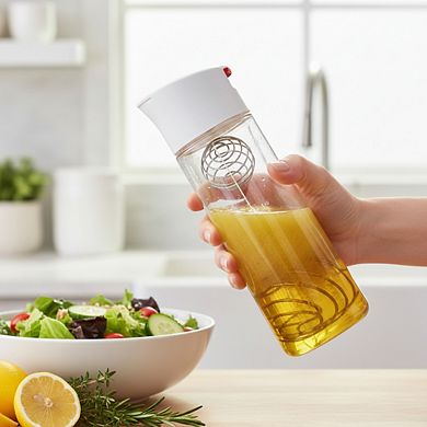 Glass Salad Dressing Shaker with BlenderBall Wire Whisk, Leak-Proof Mixing Bottle for Vinaigrettes