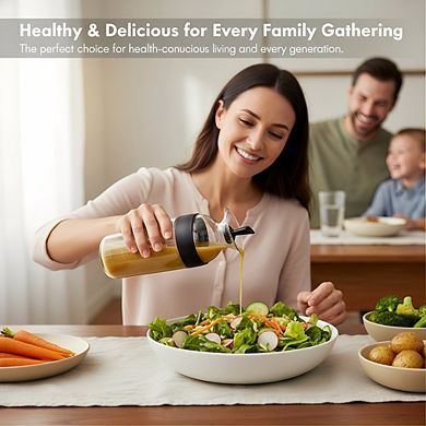 Large Clear Salad Dressing Shaker, Easy-Mix Bottle for Vinaigrettes & Sauces