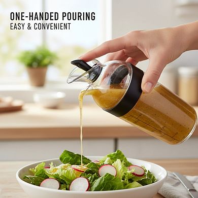 Large Clear Salad Dressing Shaker, Easy-Mix Bottle for Vinaigrettes & Sauces