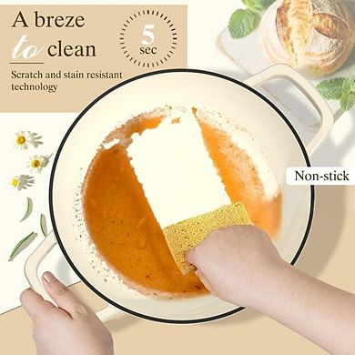 Great Ambitions 6QT Enameled Cast Iron Dutch Oven, Sourdough Baking Pot (Cream White)