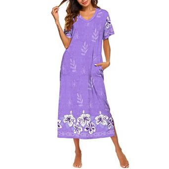 Ekouaer Nightgowns for Women Short Sleeve Night Shirts Full Length Night Gowns with Pockets Floral