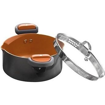 Great Ambitions 5-qt Stock Pot with Strainer Lid, Ceramic Nonstick, Twist & Lock Handles