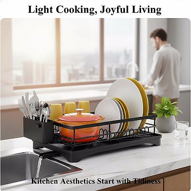 Large Dish Drying Rack with Drainboard and Utensil Holder