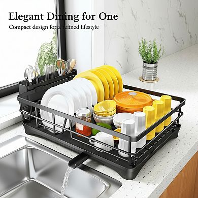Large Dish Drying Rack with Drainboard and Utensil Holder