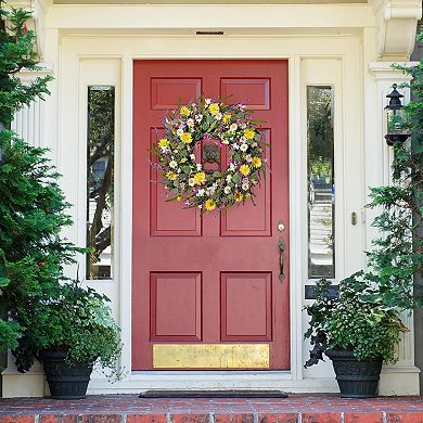 Daisy and Lavender Wreath Wildflower Artificial for Front Door