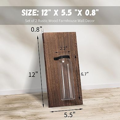 Wood Glass Wall Sconces Set of 2 Farmhouse Planters