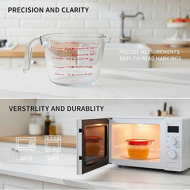 Glass Measuring Cups Set 4 Piece with Lids for Kitchen