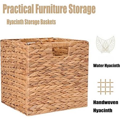 Great Ambitions Handmade Woven Basket Set of 2, 12x12x12 Inch, Foldable for Storage & Decor