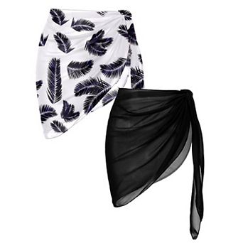 Ekouaer 2 pc Women Beach Sarongs Sheer Cover Ups Chiffon Bikini Wrap Skirt for Swimwear