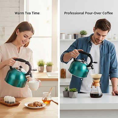 2.3L Whistling Tea Kettle Teal, Stainless Steel Fast Boiling Food Grade