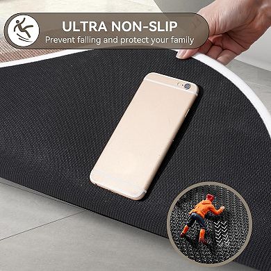 Half Circle Bath Mat, Non Slip Bath Mat, Thin Bathroom Rugs Fit Under Door Quick Dry Absorbent