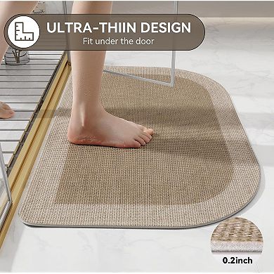 Half Circle Bath Mat, Non Slip Bath Mat, Thin Bathroom Rugs Fit Under Door Quick Dry Absorbent