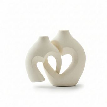 Heart Shaped Ceramic Vase Set of 2 Nordic Minimalist Decor