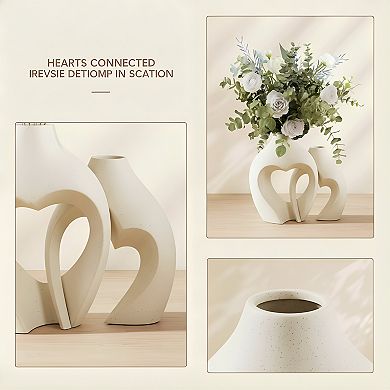 Heart Shaped Ceramic Vase Set of 2 Nordic Minimalist Decor