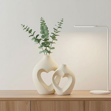 Heart Shaped Ceramic Vase Set of 2 Nordic Minimalist Decor