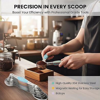 Magnetic Measuring Cups and Spoons Set Heavy Duty Stainless Steel