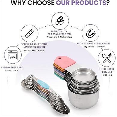 Magnetic Measuring Cups and Spoons Set Heavy Duty Stainless Steel