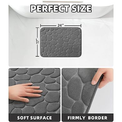 Bathroom Mat Rug, Memory Foam Bath Mat,Non-Slip Bathroom Floor Mats, Cobblestone Bath Mats Absorbent