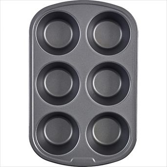 Gray Nonstick Steel Muffin Pan 6 cup Jumbo Texas Style Baking Tray