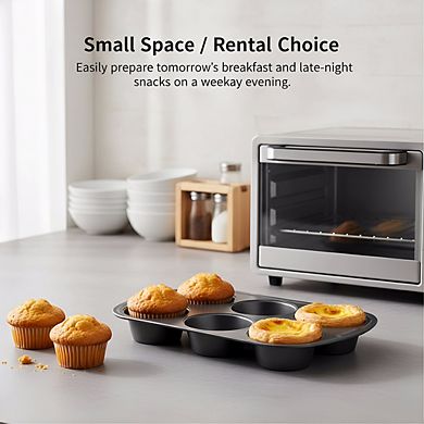 Gray Nonstick Steel Muffin Pan 6-Cup, Jumbo Texas Style Baking Tray