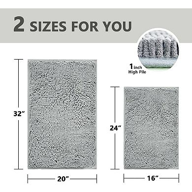 Bathroom Rugs Sets 2 Piece, Extra Soft Chenille Bath Mat Absorbent Bathroom Rug, Bathroom Mat