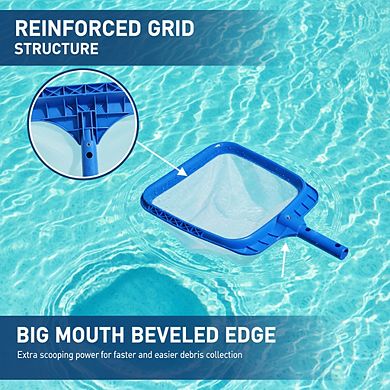 Heavy Duty Pool Leaf Skimmer Net with Strong Reinforced Handle for Pools & Spas