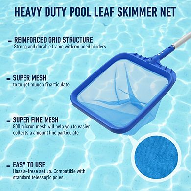 Heavy Duty Pool Leaf Skimmer Net with Strong Reinforced Handle for Pools & Spas