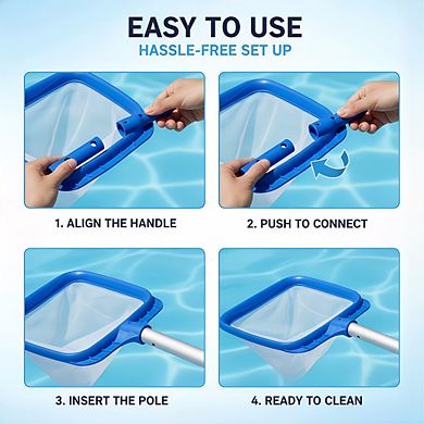Heavy Duty Pool Leaf Skimmer Net with Strong Reinforced Handle for Pools & Spas