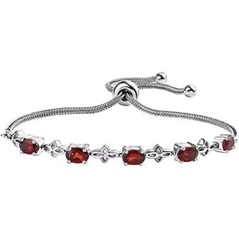 KSIZUIS Platinum Plated Birthstone Bolo Bracelet - Adjustable Cute Gemstone Jewelry Gift for Women