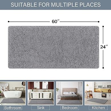 Bathroom Rug Shaggy Bath Mat, Washable Non Slip Bath Rugs for Bathroom Shower, Soft Plush Chenille