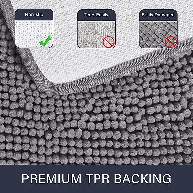 Bathroom Rug Shaggy Bath Mat, Washable Non Slip Bath Rugs for Bathroom Shower, Soft Plush Chenille