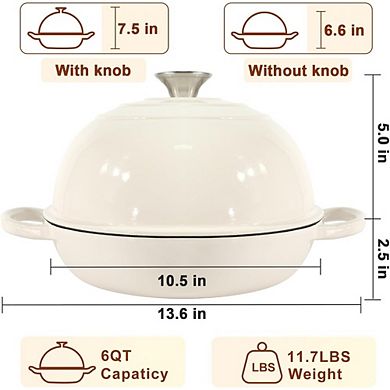 Great Ambitions Enameled Cast Iron Dutch Oven, 6QT Bread Pan with Sourdough Kit